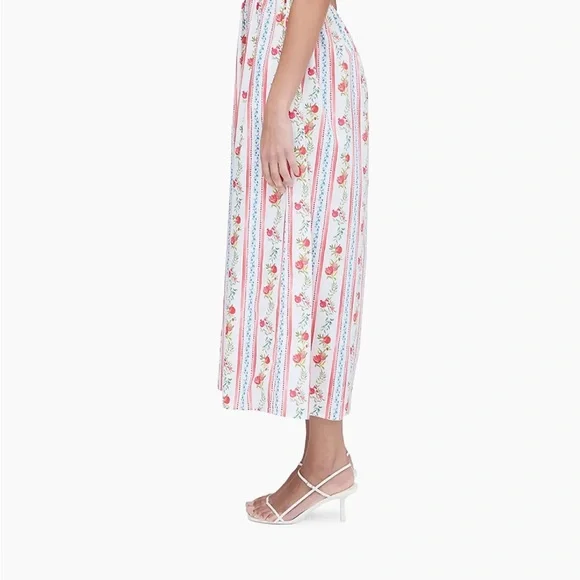 NWT Hill House Home Cosima Pomegranate Stripe Floral Striped Maxi Dress